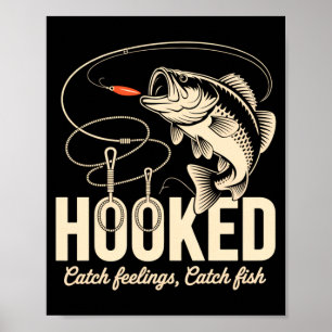 Lustiges Bass-Angler-Design mit gehakter Fischfang Poster
