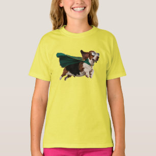 Lustiges Basset Hound Superhelden Kinder T-Shirt