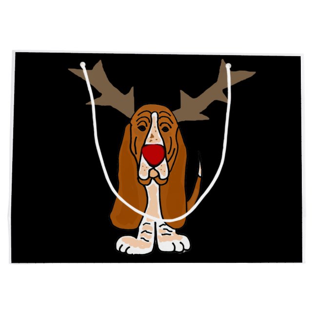 Lustiges Basset Hound-Weihnachtsren Große Geschenktüte (Rückseite)