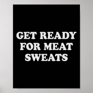 Lustiges Bbq-Fleisch Schwitzt Grillen Poster