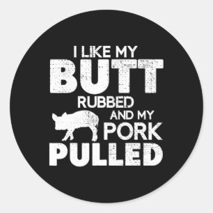 Lustiges Bbq-Grill-Zitat Schwein Pulled Pork Bbq-G Runder Aufkleber