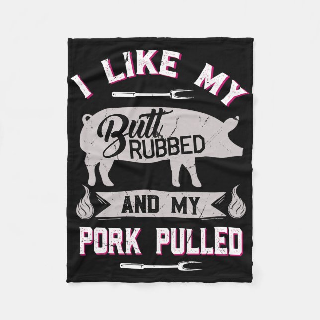 Lustiges Bbq-Grill-Zitat Schwein Pulled Pork  Fleecedecke (Vorderseite)