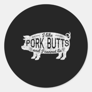 Lustiges Bbq Ich mag Schweinefleisch und kann nich Runder Aufkleber