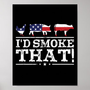 Lustiges Bbq-Shirt Ich Würde Dieses Fleisch Rauche Poster