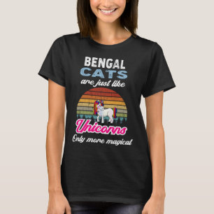 Lustiges Bengal-Katzen-Design Retro-Einhorn Vintag T-Shirt