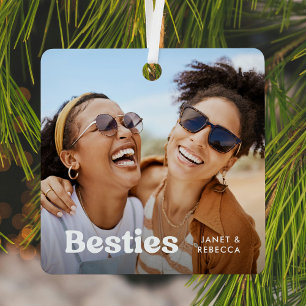 Lustiges Besties-Foto- & Namens-Andenken-Geschenk Ornament Aus Metall