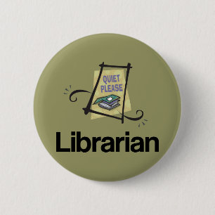 Lustiges Bibliothekar-Ruhe-bitte Button