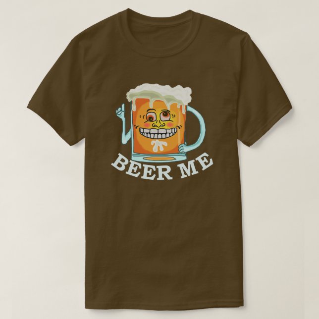 Lustiges Bier ich grinsende Tassen-trinkender Spaß T-Shirt (Design vorne)