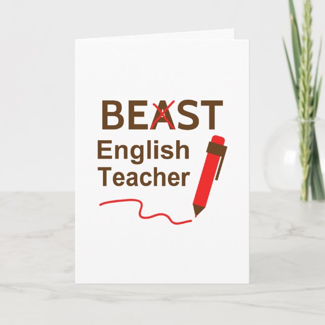 Lustiges Biest oder bester Englischlehrer Dankeskarte (Vorderseite)
