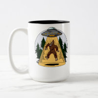 Lustiges Bigfoot-alien-Abduktions-Raum UFO