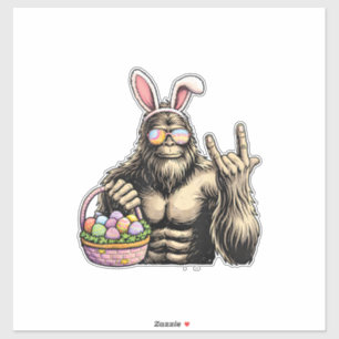Lustiges Bigfoot-Oster-Ei-Felsen-Sasquatch-Osterta Aufkleber
