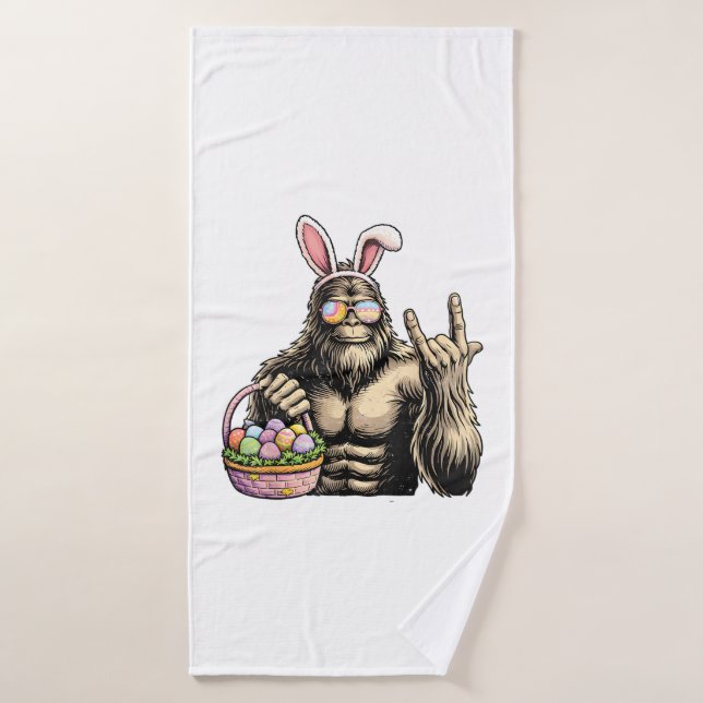 Lustiges Bigfoot-Oster-Ei-Felsen-Sasquatch-Osterta Badehandtuch (Badehandtuch)