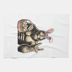 Lustiges Bigfoot-Oster-Ei-Felsen-Sasquatch-Osterta Geschirrtuch