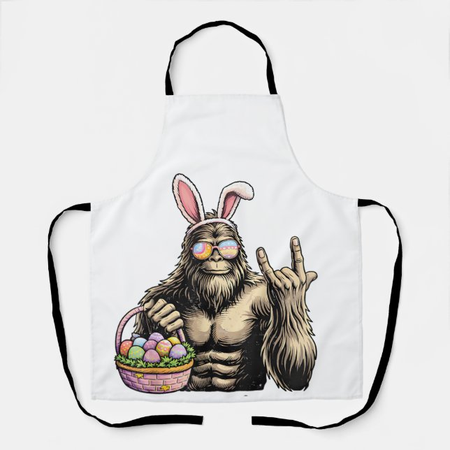 Lustiges Bigfoot-Oster-Ei-Felsen-Sasquatch-Osterta Schürze (Vorderseite)