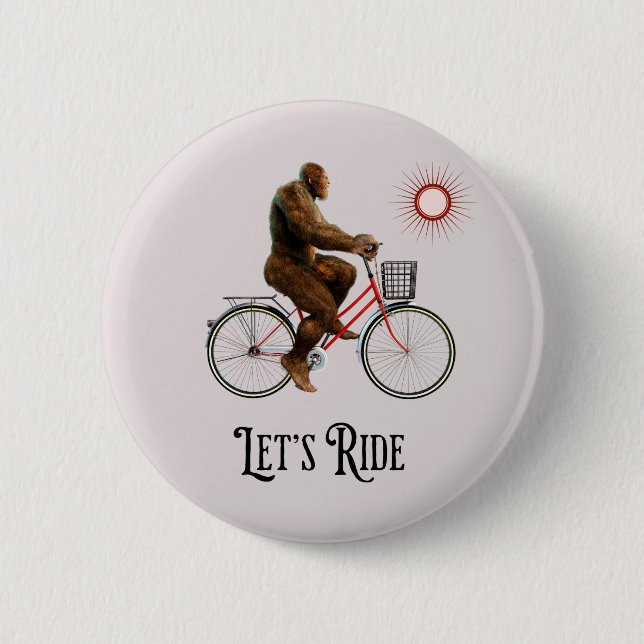 Lustiges Bigfoot-Radabenteuer Retro Button (Vorderseite)