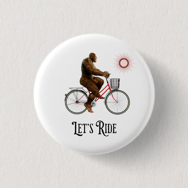 Lustiges Bigfoot-Radabenteuer Retro Button (Vorderseite)