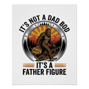 Lustiges Bigfoot-Vater-Figur-Bier-Vintage-T-Shirt  Poster