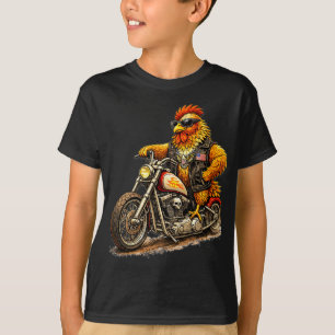 Lustiges Biker-Hahn-Design Cool Chicken Motorrad T-Shirt