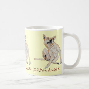 lustiges Bild juckender Hunde mit Slogan Kaffeetasse