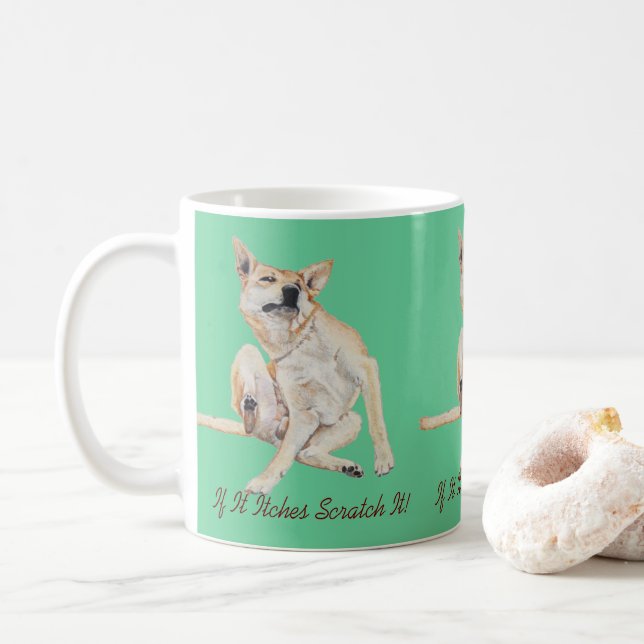 lustiges Bild juckender Hunde mit Slogan Tasse (Mit Donut)