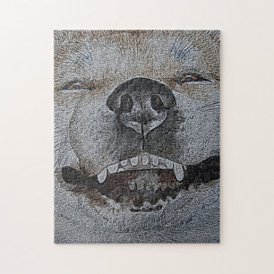 lustiges Bild vom Lächeln des Hundes-Puzzles Puzzle