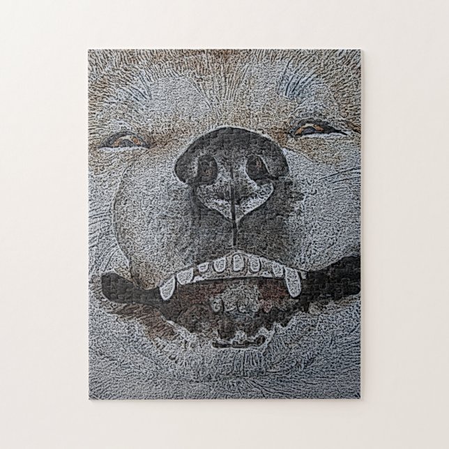 lustiges Bild vom Lächeln des Hundes-Puzzles Puzzle (Vertikal)