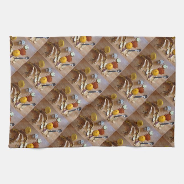 lustiges Bild von gezackter veg prep zum Abendesse Handtuch (Horizontal)