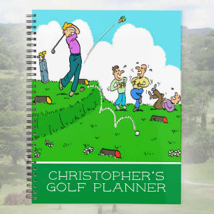 Lustiges Bild von Golfspielern beim Golfspielen. G Planer
