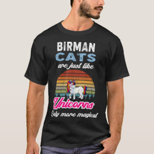 Lustiges Birma-Katze-Design Retro-Einhorn Vintage- T-Shirt