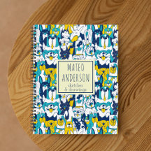Lustiges Blau Gelb Hunde Muster Personalisierter N