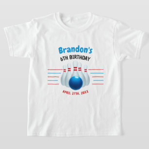 Lustiges Blau & Rot Bowling Kinder 6. Geburtstag T-Shirt