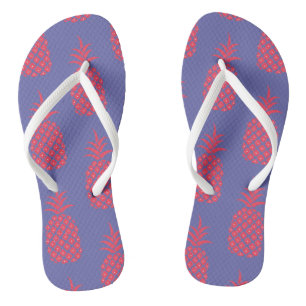 Lustiges Blau und Korallen-Ananas-Trendig Flip Flops