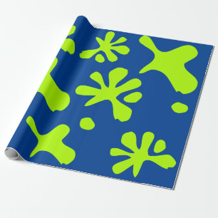 Lustiges blaues und neon-grünes Schleim-Muster für Geschenkpapier