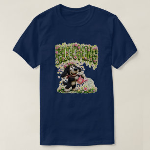Lustiges blühendes Blumen-Hund-T-Shirt für Blumenl T-Shirt