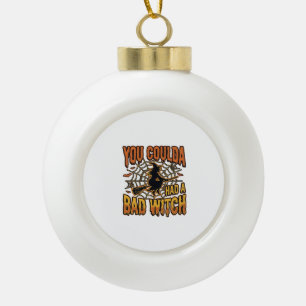 Lustiges Böse Hexe Halloween Vintage Gravur Design Keramik Kugel-Ornament