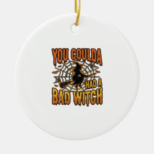 Lustiges Böse Hexe Halloween Vintage Gravur Design Keramik Ornament