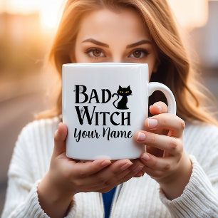 Lustiges Böse Hexe Schwarze Katze Halloween Gesche Kaffeetasse
