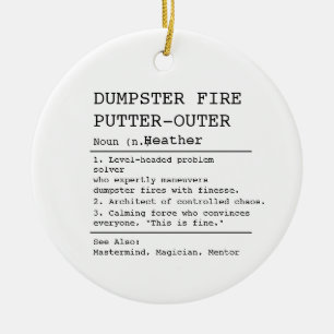 Lustiges Boss-Geschenk Müllcontainer Feuer Putter- Keramik Ornament
