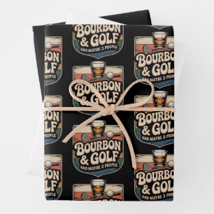Lustiges Bourbon-Golf-Golfer-Vater-Geschenk Vintag Geschenkpapier Set