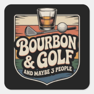 Lustiges Bourbon-Golf-Golfer-Vater-Geschenk Vintag Quadratischer Aufkleber