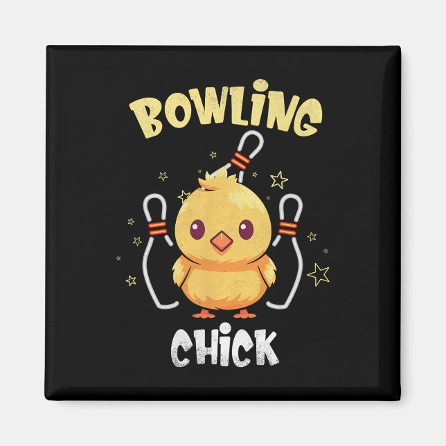 Lustiges Bowling-Huhn Athlet Kegelbruder Männer Fr Magnet (Vorne)