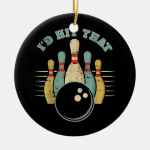 Lustiges Bowling Vintage T-Shirt Ich Würde Das Tre Keramik Ornament