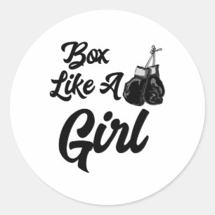 Lustiges Boxen Wie Ein Mädchen T-Shirt T-Shirt Box Runder Aufkleber