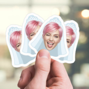 Lustiges Brautgesicht – Benutzerdefiniertes Foto m Aufkleber