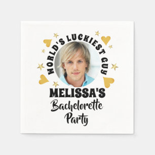 Lustiges Bräutigam-Gesicht Foto Junggesellinnenabs Serviette