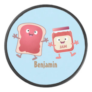 Lustiges Brot und Marmeladenfiguren Eishockey Puck