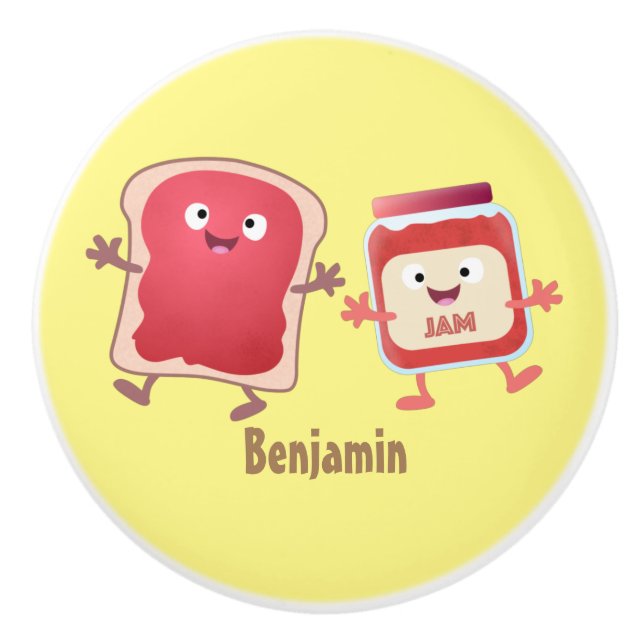 Lustiges Brot und Marmeladenfiguren Keramikknauf (Vorderseite)