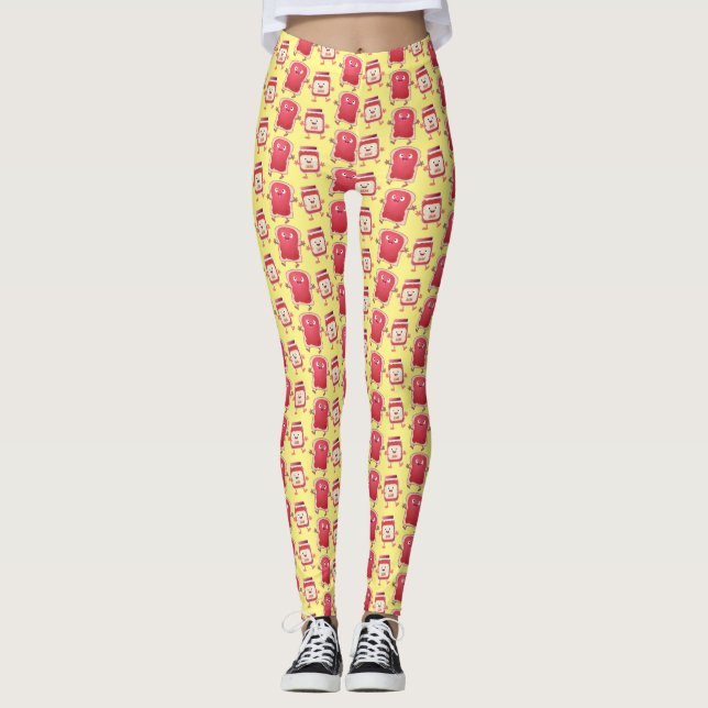 Lustiges Brot und Marmeladenfiguren Leggings (Vorderseite)