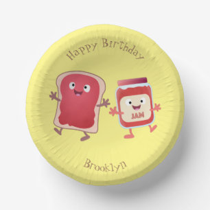 Lustiges Brot und Marmeladenfiguren Pappteller