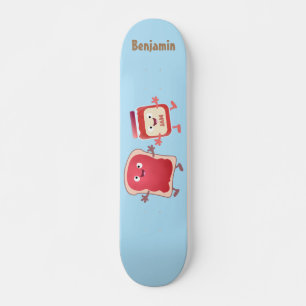 Lustiges Brot und Marmeladenfiguren Skateboard
